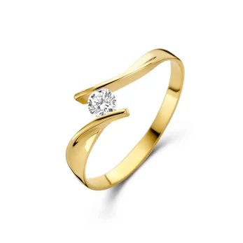 Gouden ring met zirkonia maat 54 (17,25)
