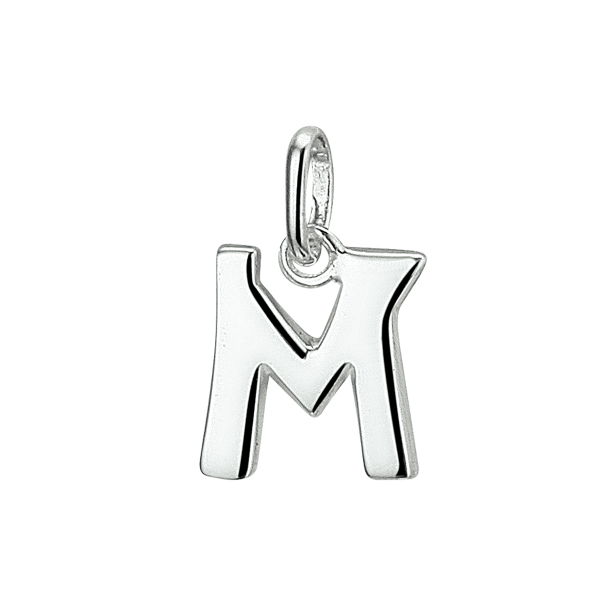 Zilveren hanger letter M met een hoogte van 11mm en een breedte van 10mm.

Gender: unisex