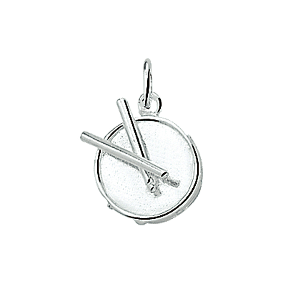 Zilveren hanger van een trommel. perfect op zichzelf of om te combineren met andere hangers.