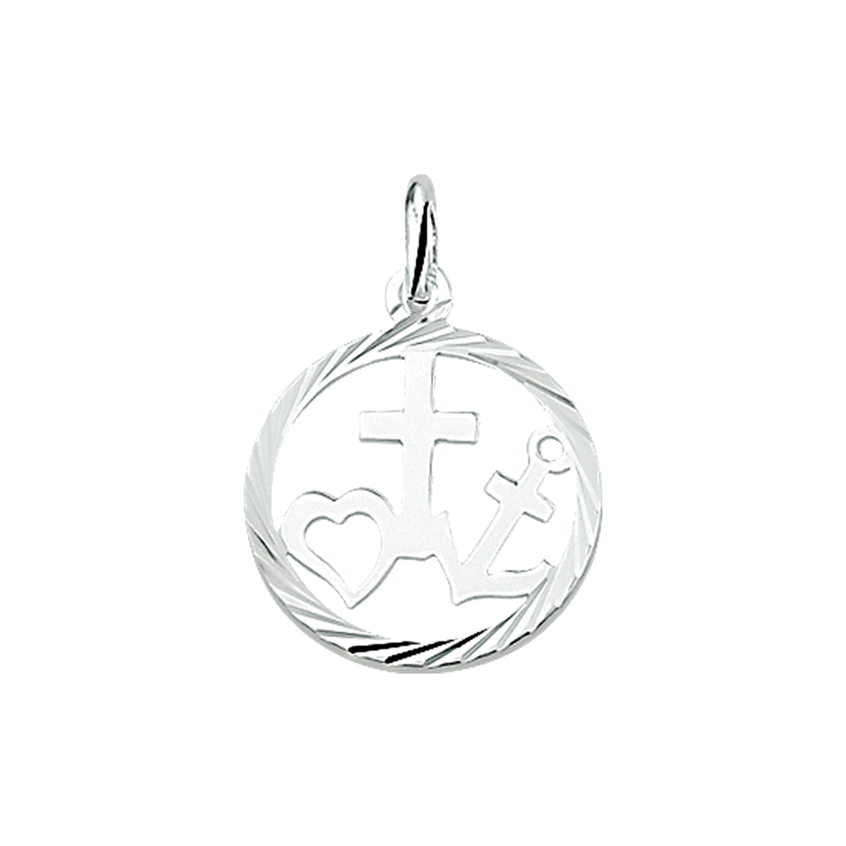 Beschrijving: Zilveren hanger met geloof hoop en liefde bedel.
Doelgroep: unisex
Breedte: 17 mm