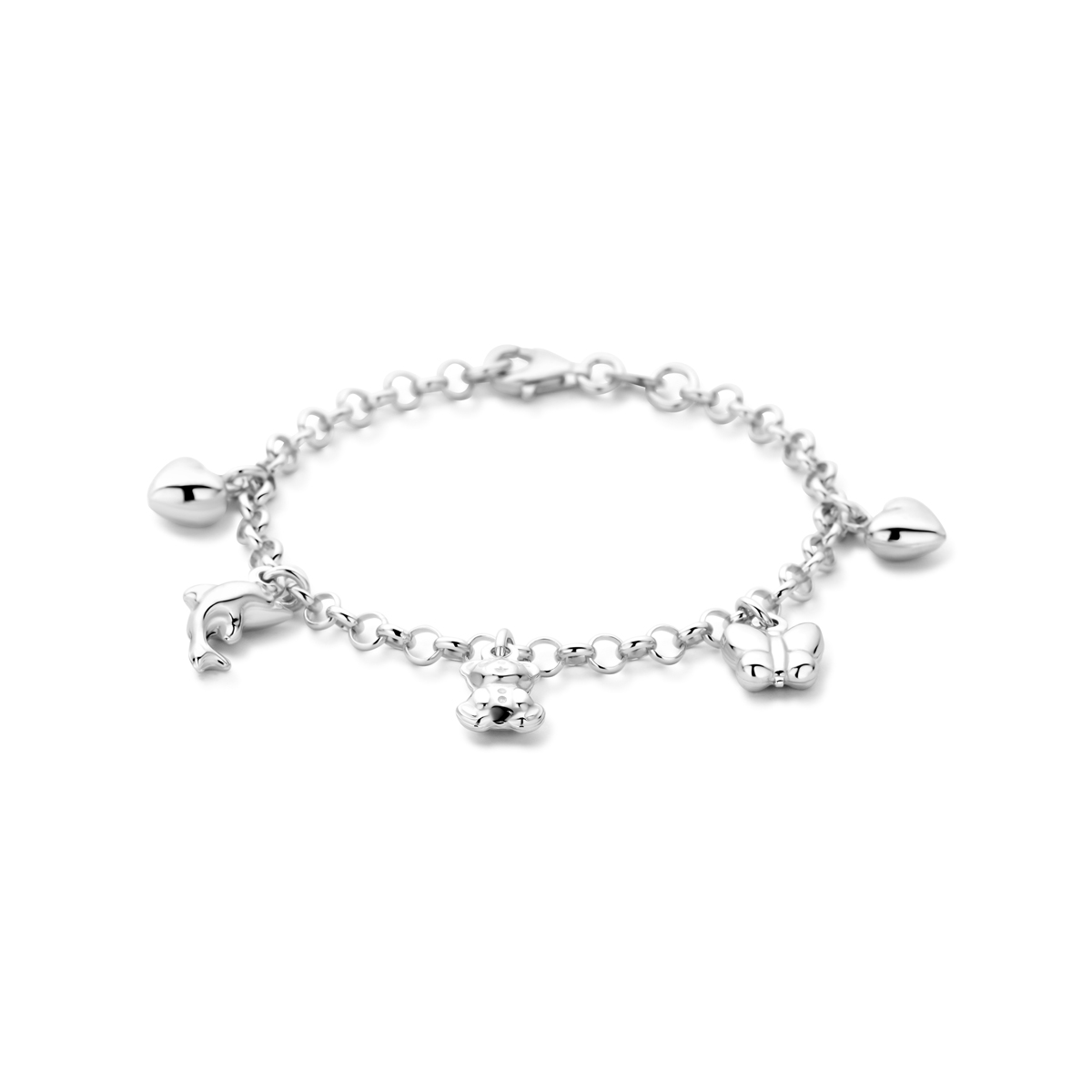 Beschrijving: Zilveren armband met 5 bedels.
Doelgroep: kinderen
Langste lengte: 15 cm