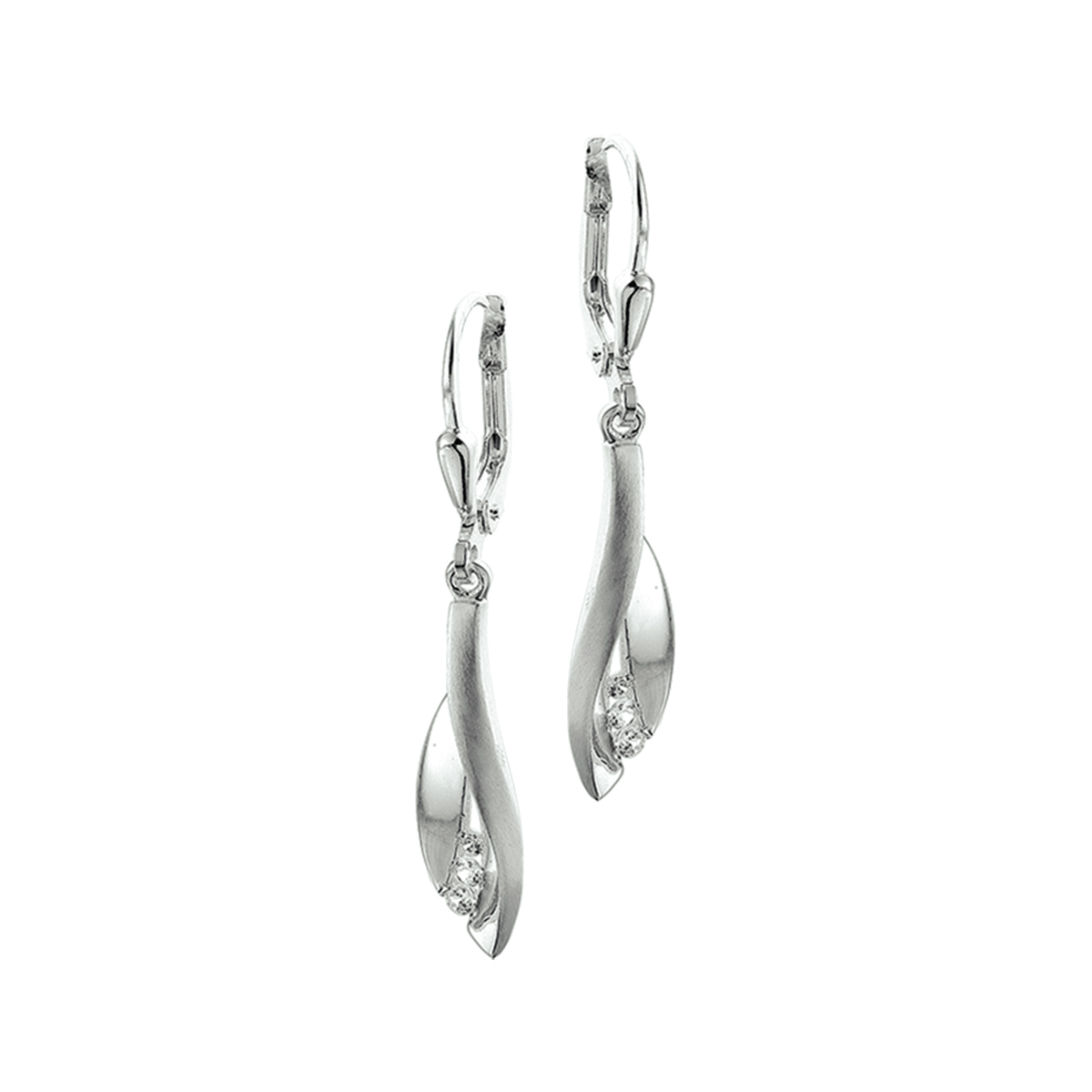oorhangers zirkonia brisur haak zilver wit