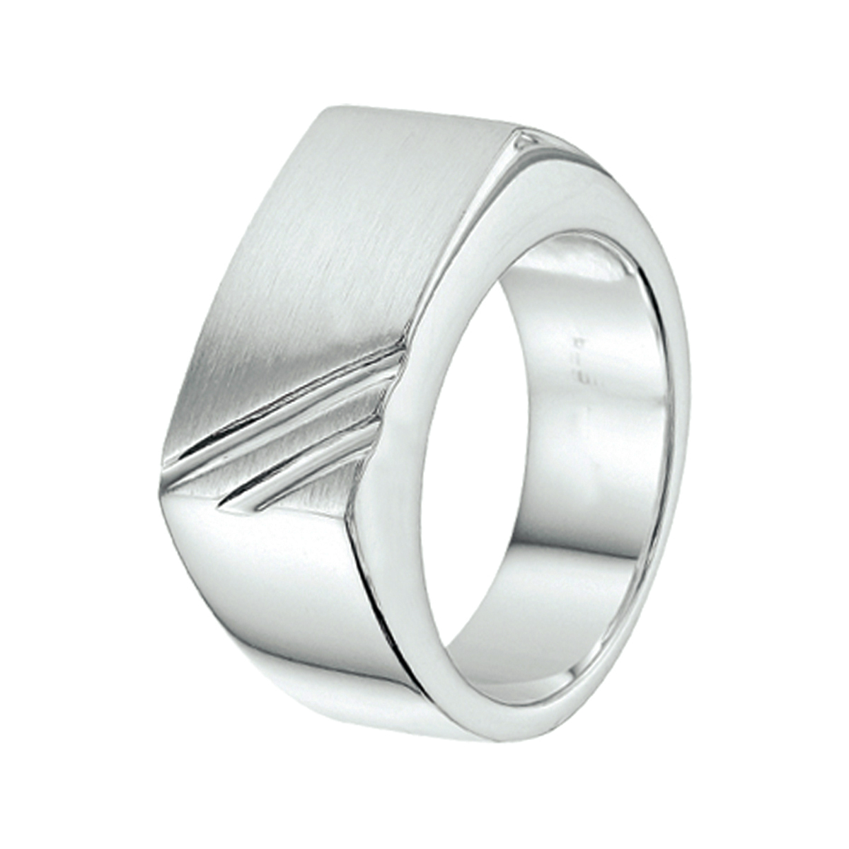 Zilveren dwarsmodel ring met een poli/matte afwerking. 
Verpakt per: 1
Doelgroep: jongens
Ringmaat: 18 (57)
Breedte: 10 mm