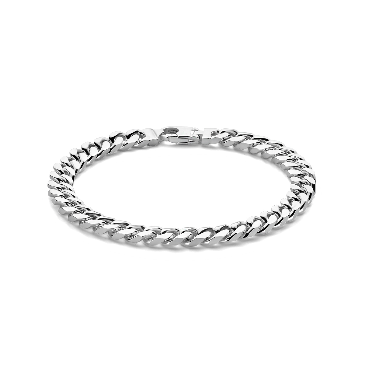 925 Zilveren gourmette armband met een schakelbreedte van 7mm. De armband heeft een draaglengte van 21cm. Uitgevoerd met een karabijn sluiting.