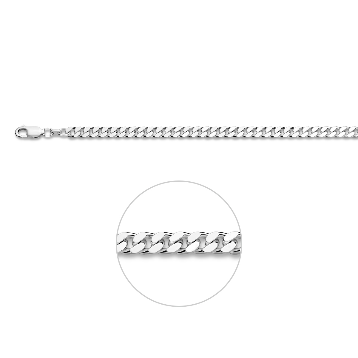 Zilveren collier in gourmet schakel. Het collier heeft een schakelbreedte van 4.8mm en is voorzien van een stevige karabijnsluiting