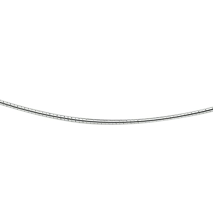 Zilveren omega lengteartikel. De schakelbreedte is 1.4mm.