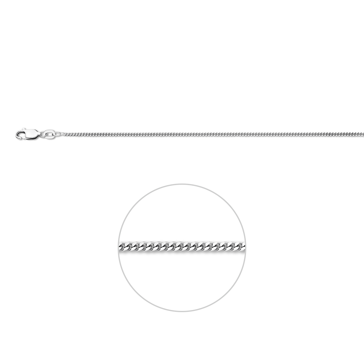 Gerhodineerde zilveren gourmet collier
1.6mm 45cm