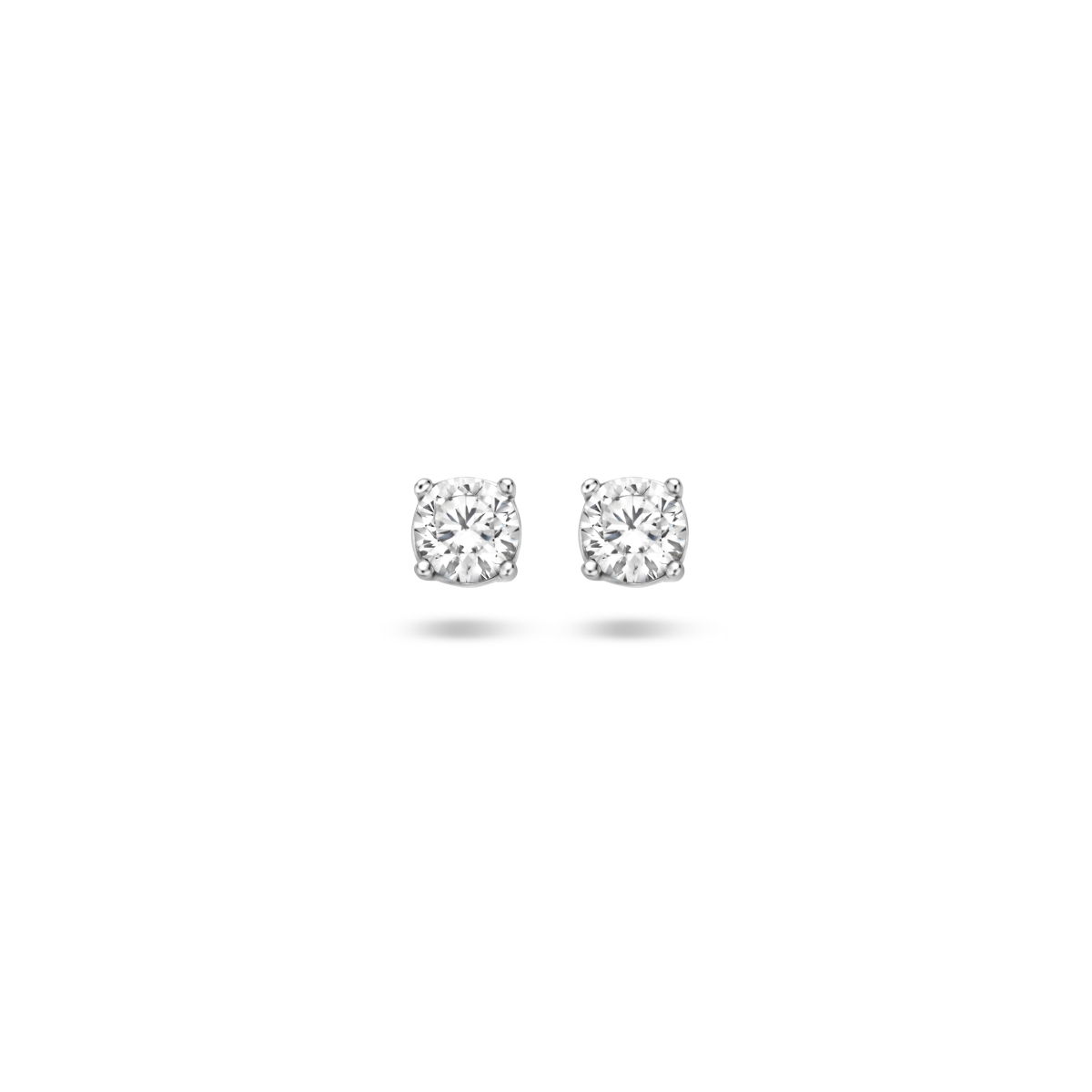 Gerhodineerd zilveren oorknoppen met zirkonia. 
Doelgroep: dames
Zetting: solitaire (chatonzetting)