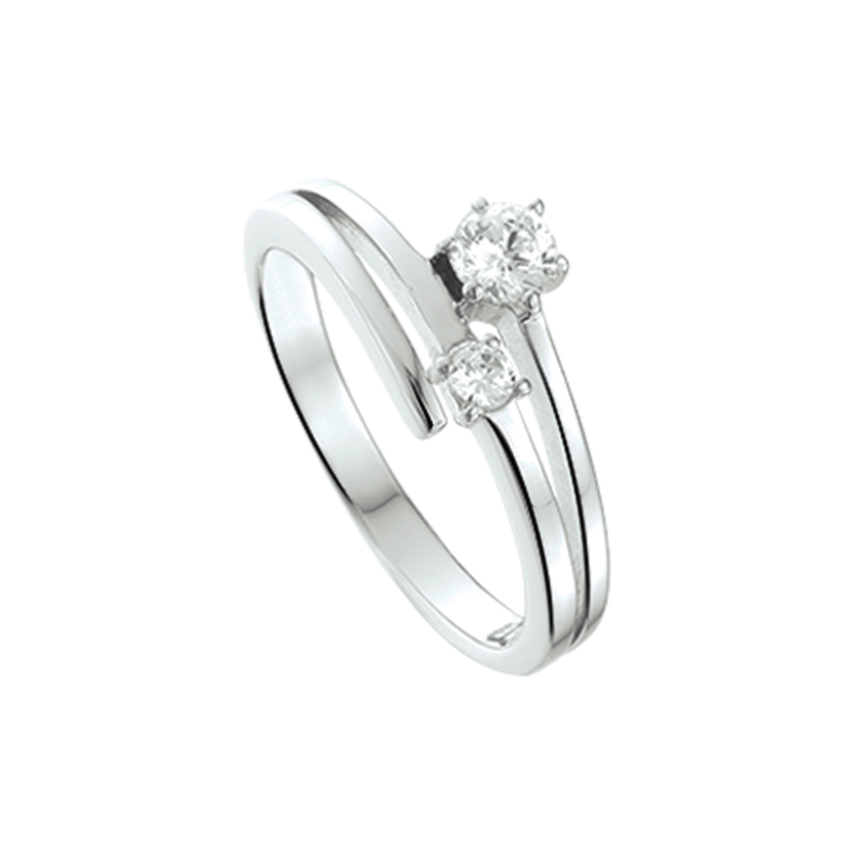 ring zirkonia zilver gerhodineerd