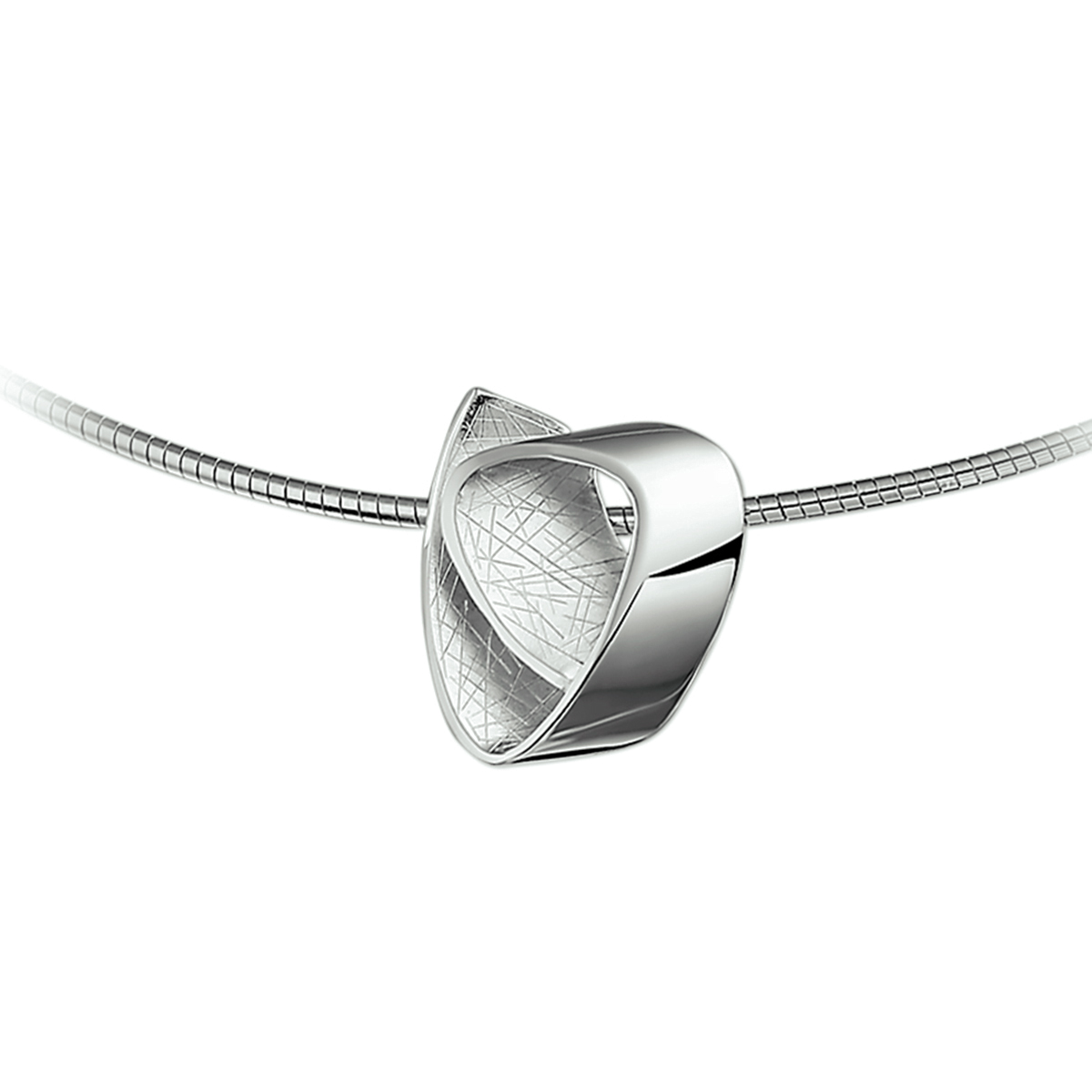 Gerhodineerd zilveren collier met een poli en gescratchte afwerking. Het collier is onderdeel van een set. De schakelbreedte bedraagt 1.6mm.