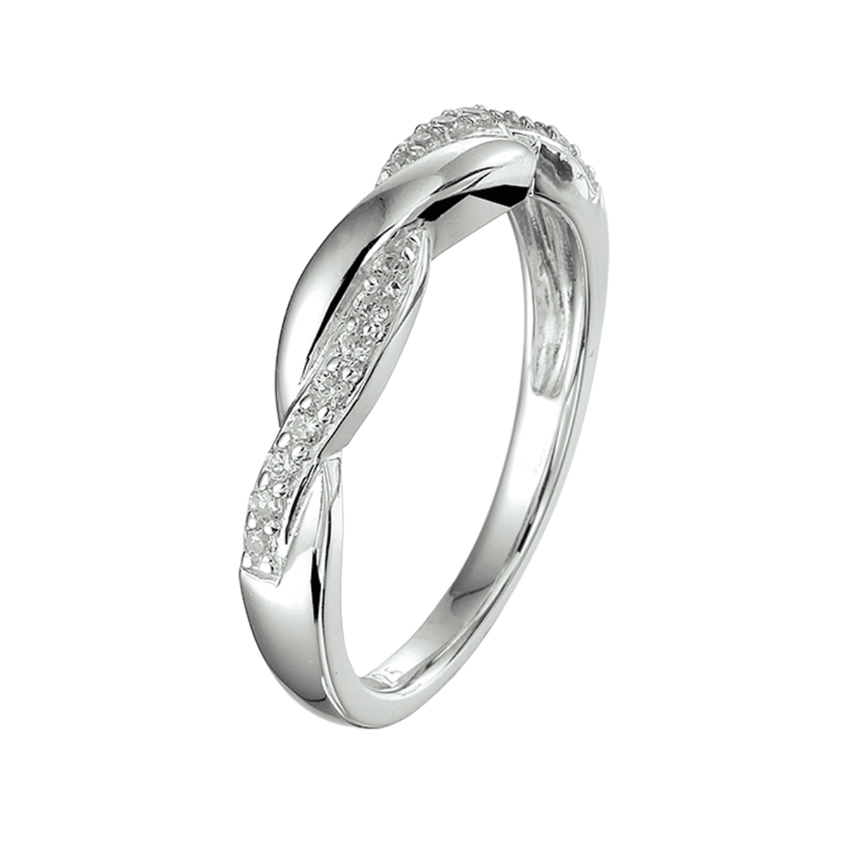 Gerhodineerd zilveren ring met zirkonia.