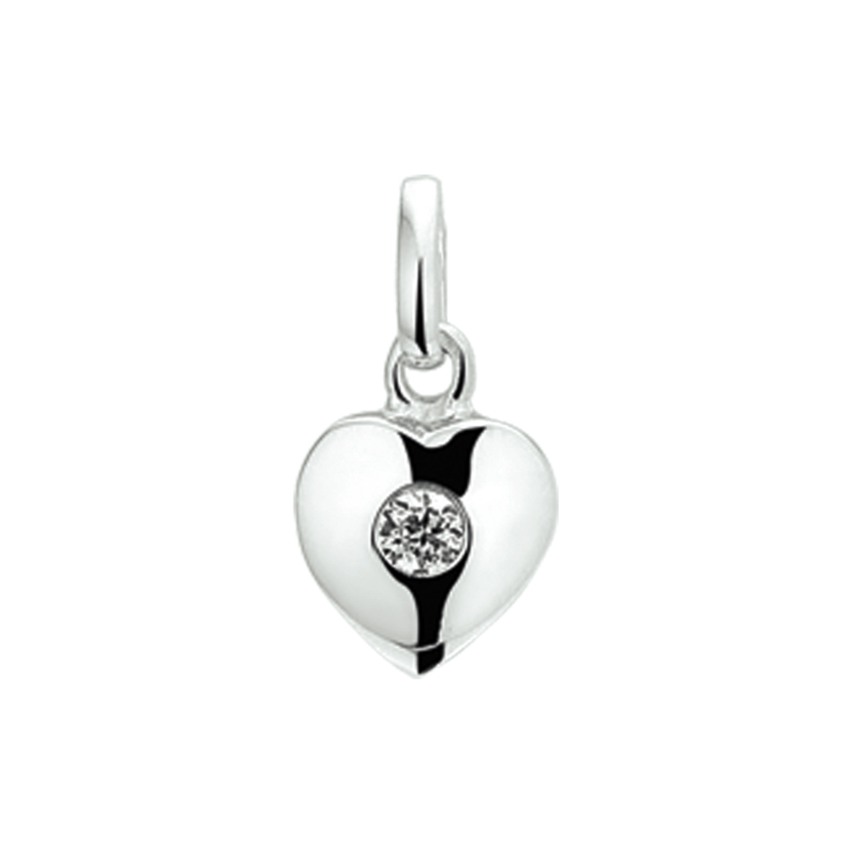 hanger hart en zirkonia zilver gerhodineerd