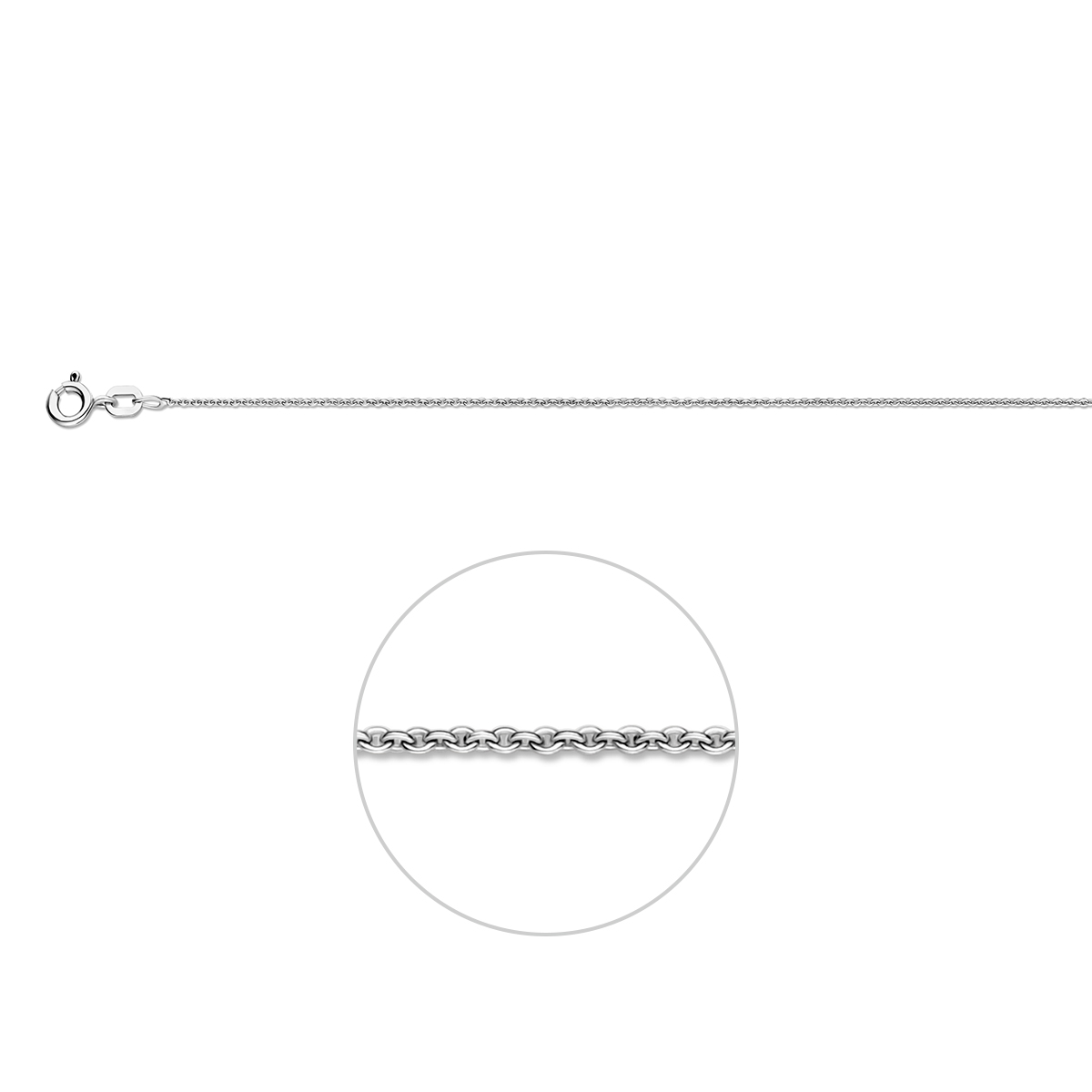 Collier anker plat met een draaglengte van 42 cm. De schakelbreedte is 1.2mm.