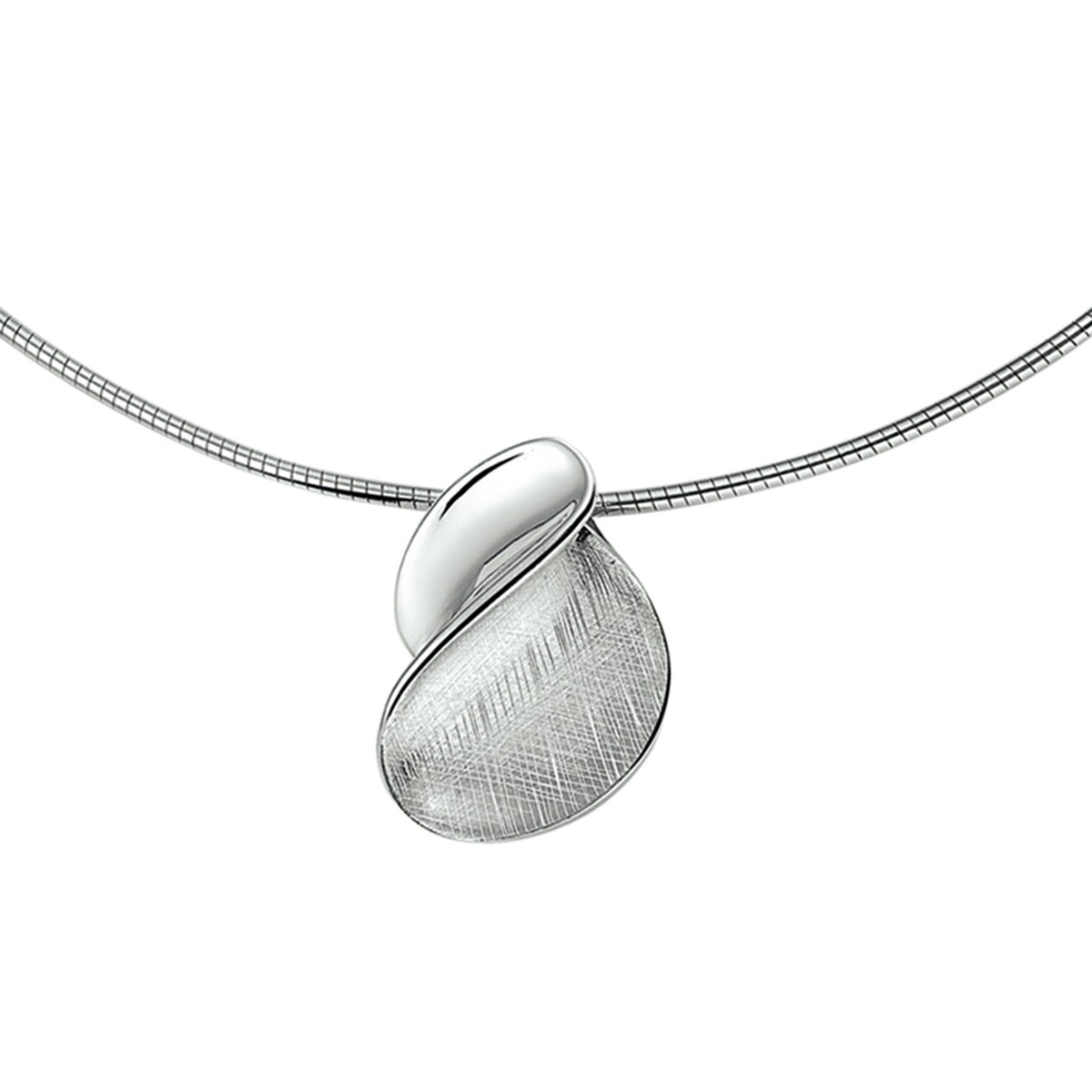 Gerhodineerd zilveren collier met een poli/gescratchte bewerking. Het collier is onderdeel van een set. De schakelbreedte is 1.6mm.