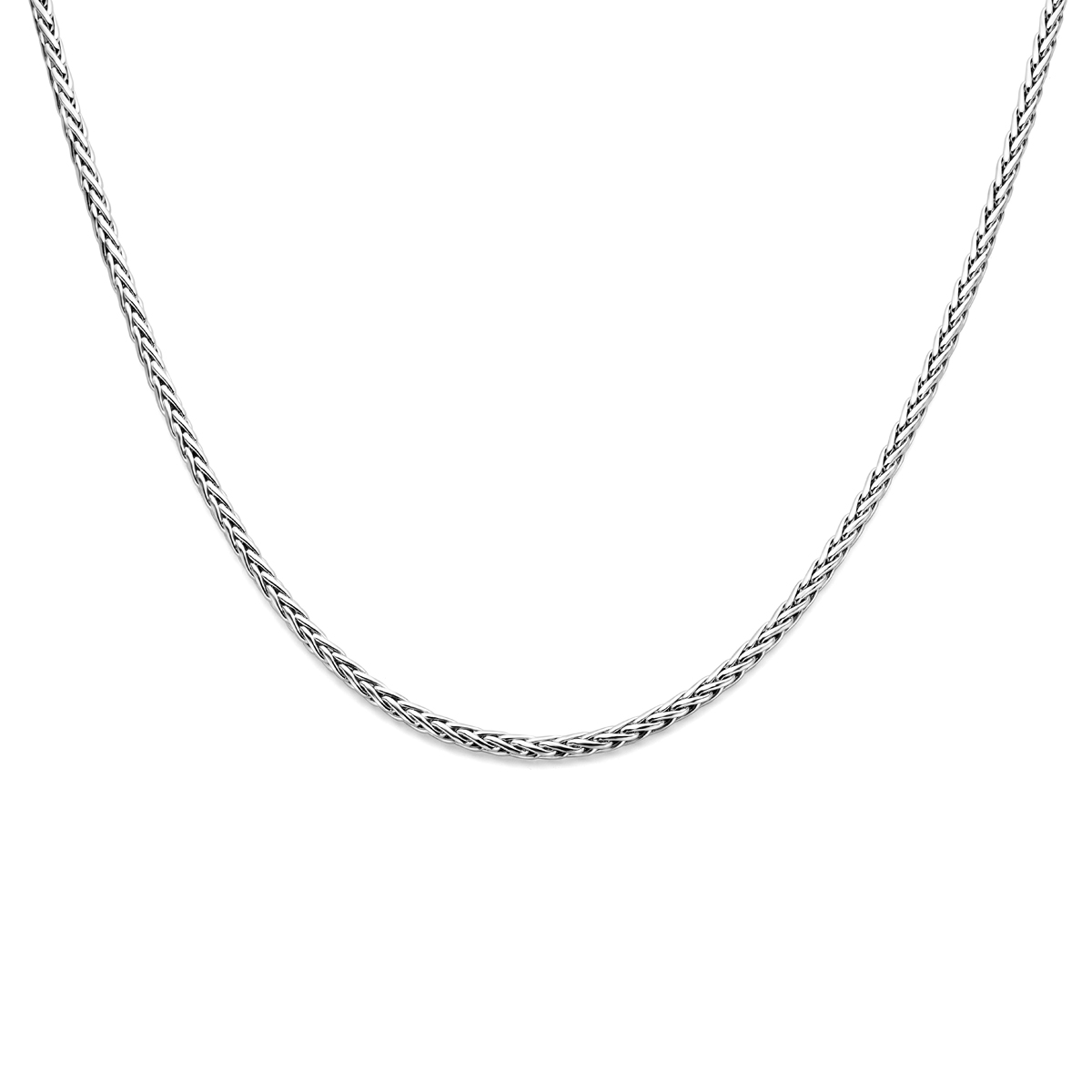 Gerhodineerd zilveren collier met vossestaart schakel. De schakelbreedte is 4.0mm en de draaglengte 43cm.