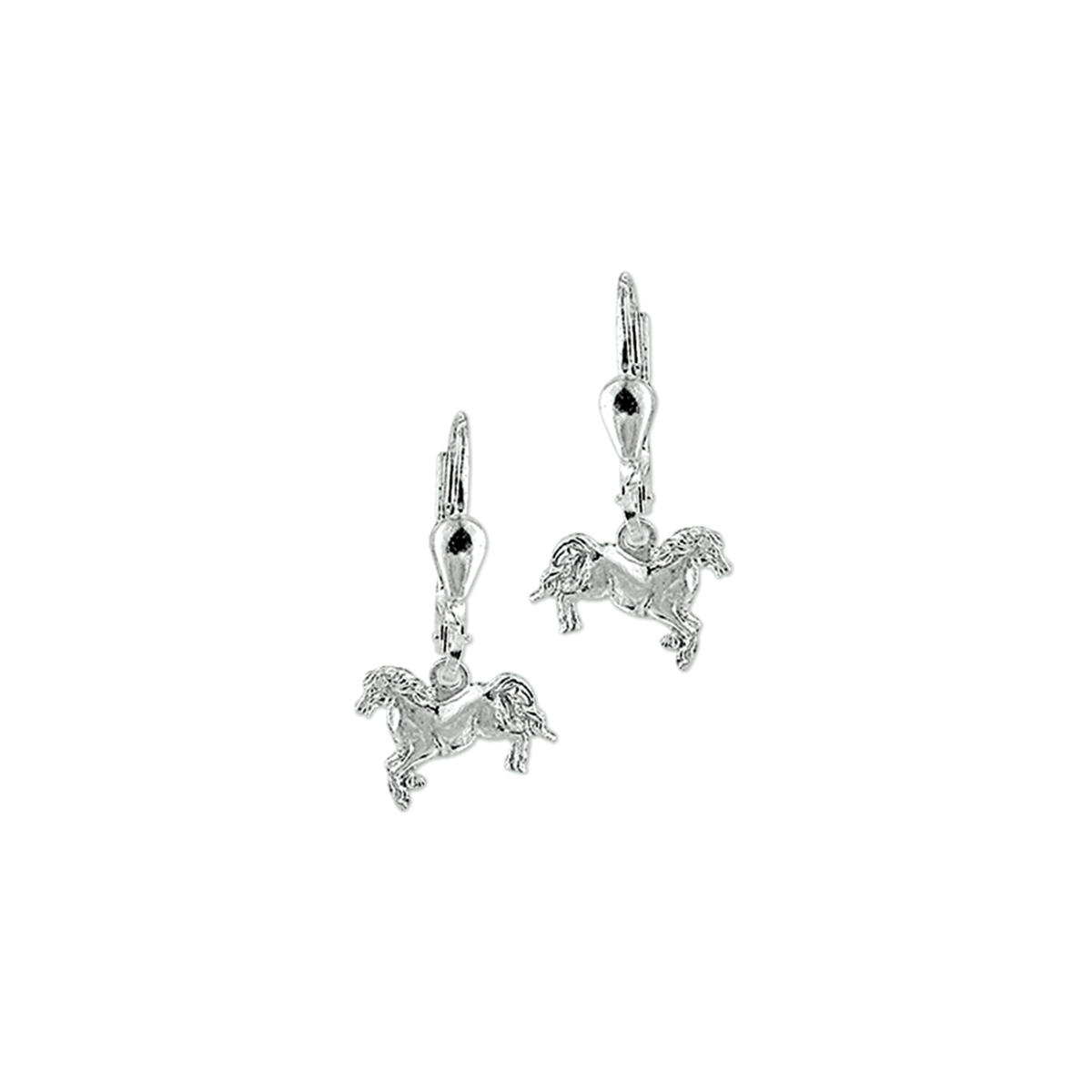 Zilveren oorhangers met paard 