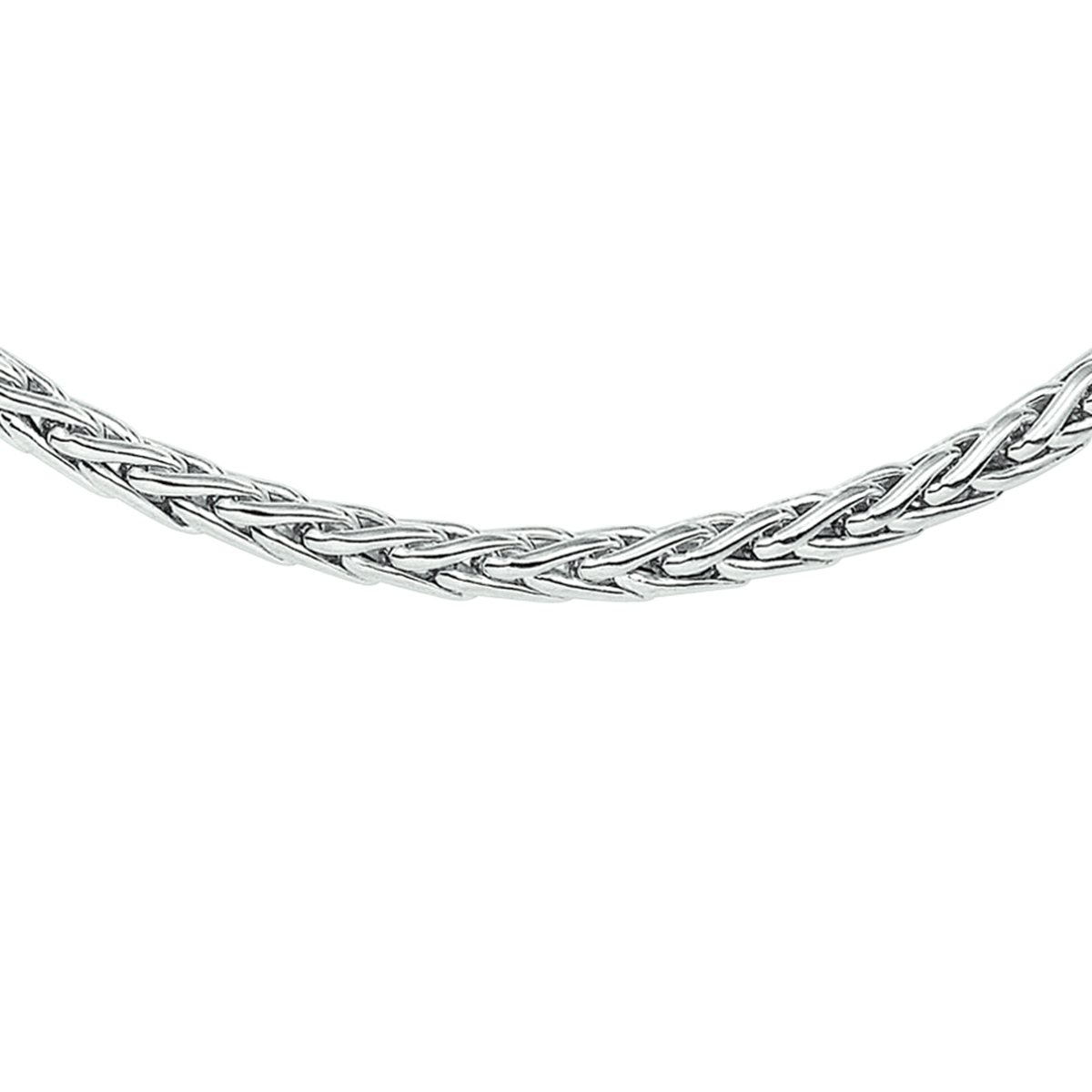 Gerhodineerd zilveren collier met vossestaart schakel. De schakelbreedte is 6.0mm en de draaglengte 45cm.