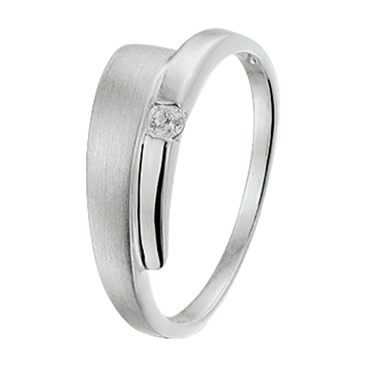 Beschrijving: Gerhodineerd zilveren ring van 6.5mm breed uitgevoerd met een briljant gespelen zirkonia en een poli/matte afwerking. 
Uniekenummer serie: 31740
Verpakt per: 1
Doelgroep: dames
Ringmaat: 20.50 mm
Breedte: 6.5 mm
Zetting: solitaire (span zetting)