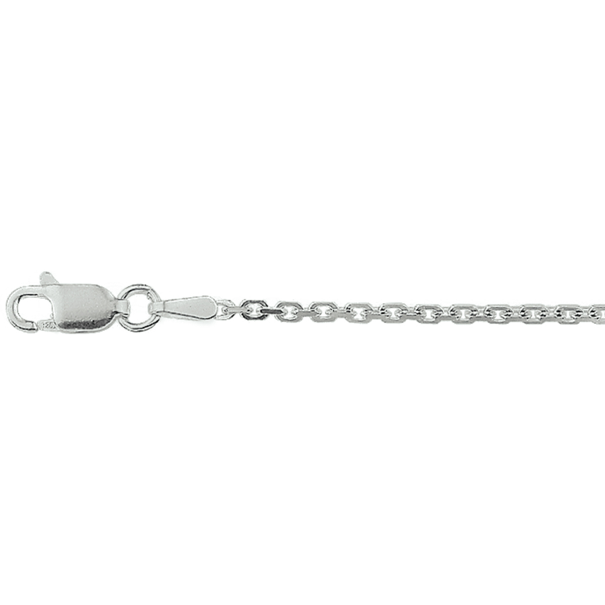 Gerhodineerd zilveren lengteartikel&nbsp;met anker schakel. De schakelbreedte is 1.7mm.