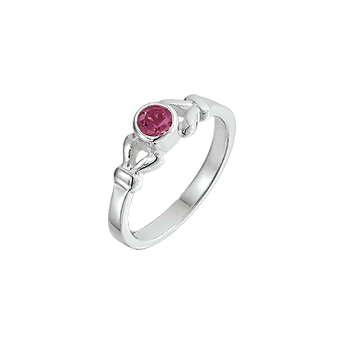 Zilveren ring roze steen mt 14,5