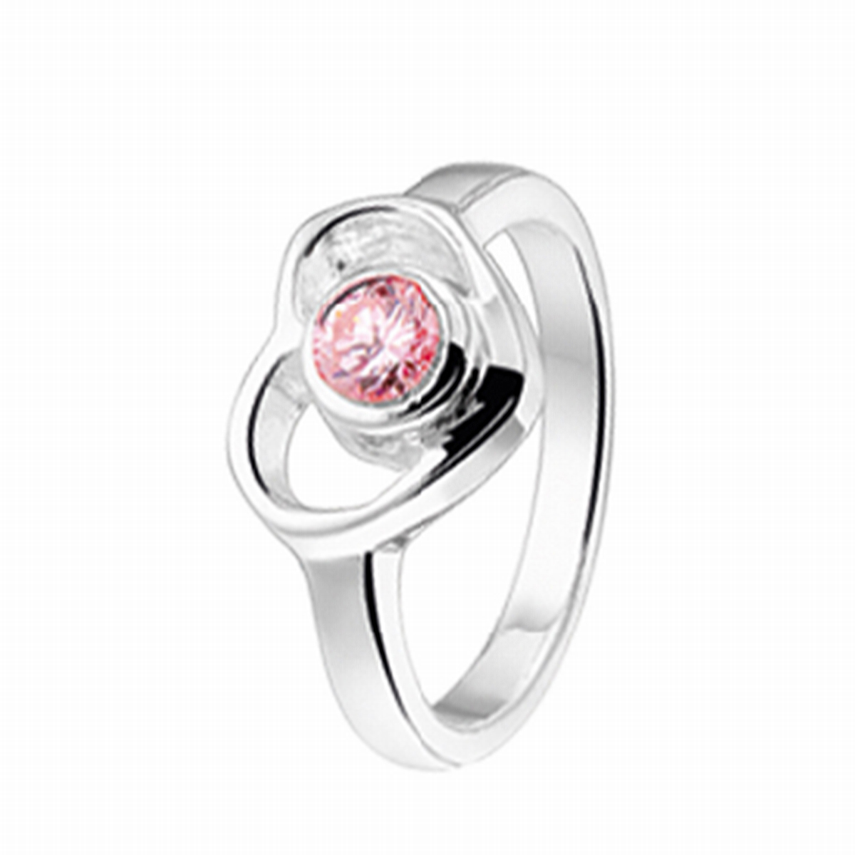 ring hart  roze zirkonia zilver gerhodineerd