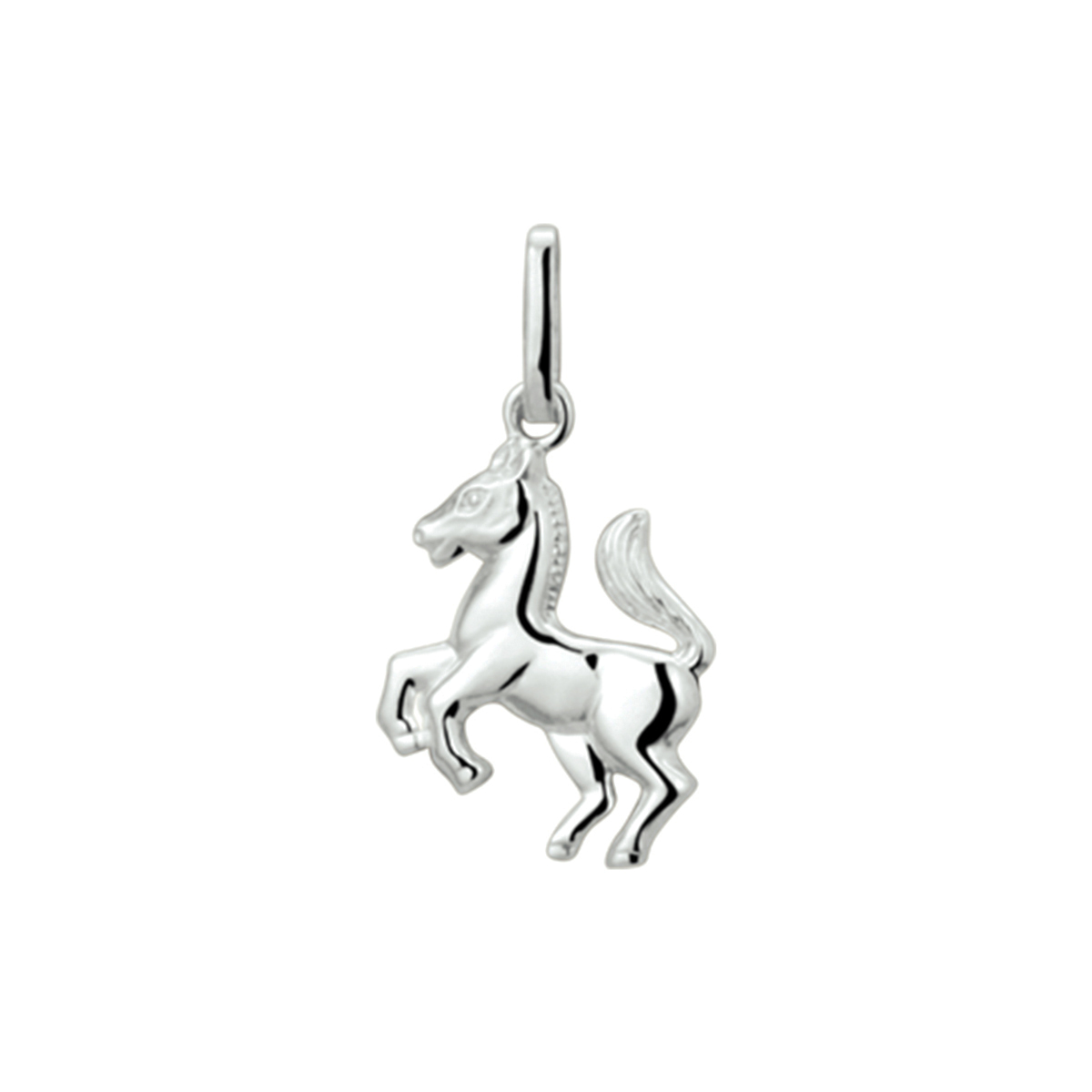 Zilveren hanger paard galopperend 15 mm gerhodineerd