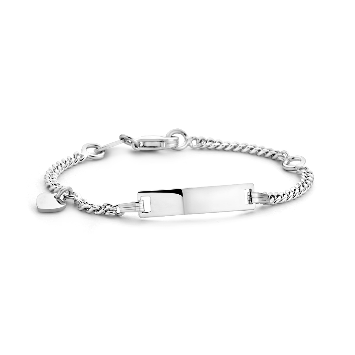 Gemaakt van 925 zilver. Uitgevoerd met een plat hartje. Verstelbaar van 9-11 cm 