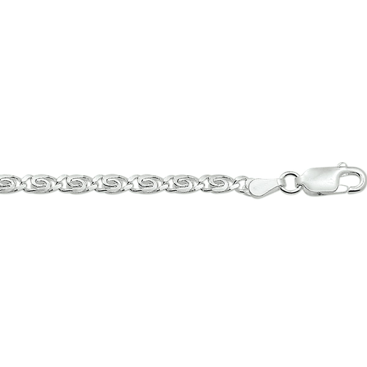 Deze zilveren armband, bevat de volgende kenmerken: gewicht van 3,9 gram, vervaardigd van rhodium-plated materiaal, een breedte van 3 mm, glanzend en zilverkleurig. Met een lengte van 180 mm is het perfect als een elegant en tijdloos accessoire. Draag het solo voor een subtiele look of combineer met andere sieraden.