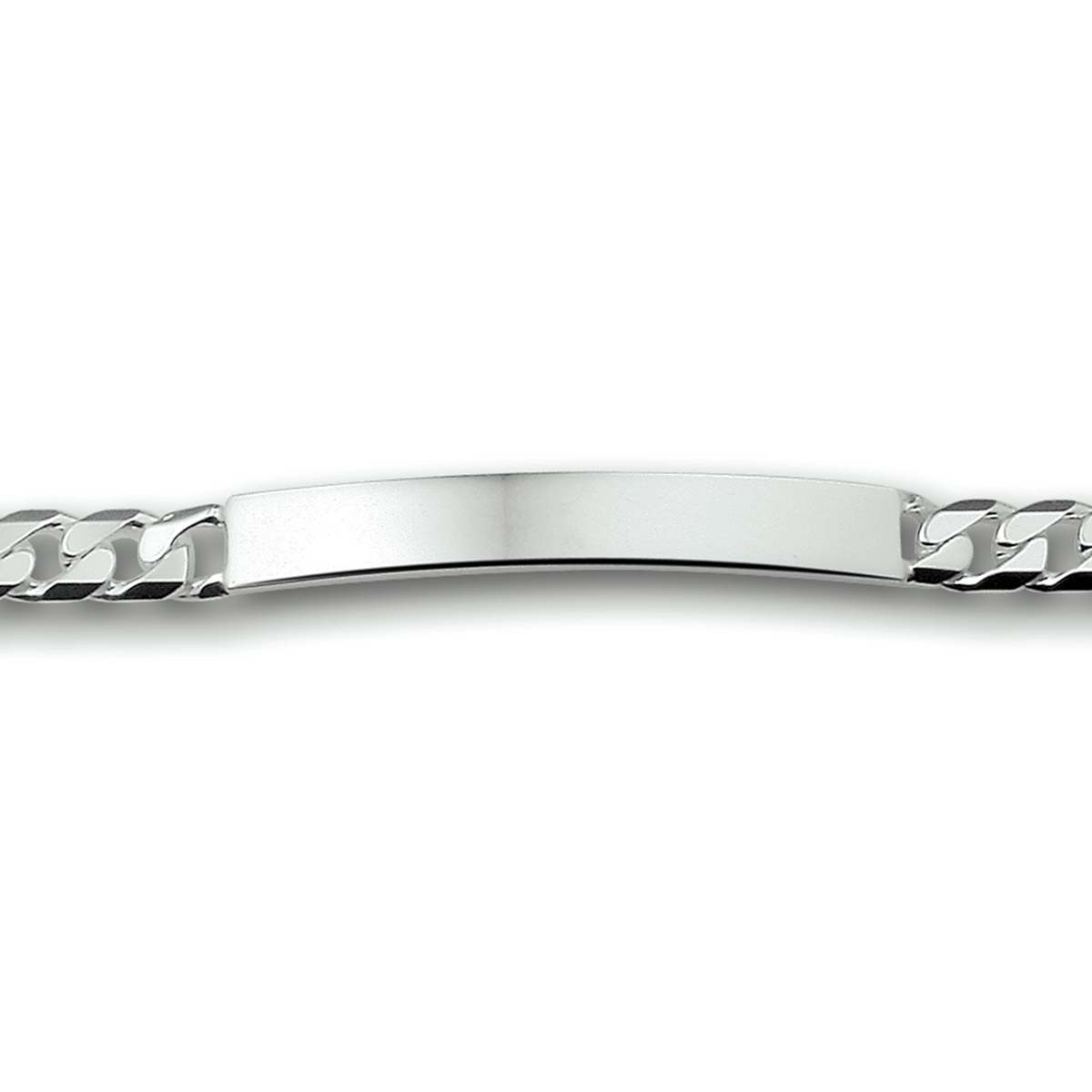 Zilver graveerarmband gourmette 6-zijdes geslepen plaat 6mm/20cm 
Doelgroep: heren
Breedte: 6mm
Langste lengte: 20cm