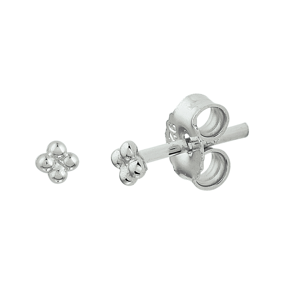 Deze oorstekers zilver met modelnummer 1331961 zijn stijlvolle stud earrings met vier kleine bolletjes. Ze zijn rhodium verguld, glanzend en wegen slechts 0,3 gram. Met een breedte van 2,2 mm zijn ze subtiel maar elegant. Draag ze dagelijks voor een verfijnde look, zowel casual als chic. Perfect voor elke gelegenheid!