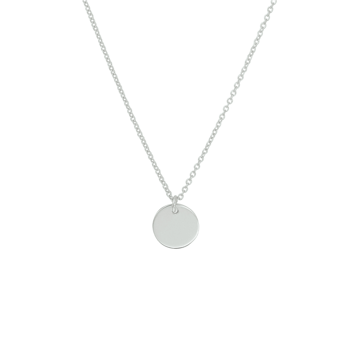Gerhodineerd 925 zilveren collier uitgevoerd met een hanger in de vorm van een rondje. Het collier heeft een draaglengte van 40cm met een extensie van 5cm en een stevige karabijn sluiting. Het rondje heeft een diameter van 10mm.
