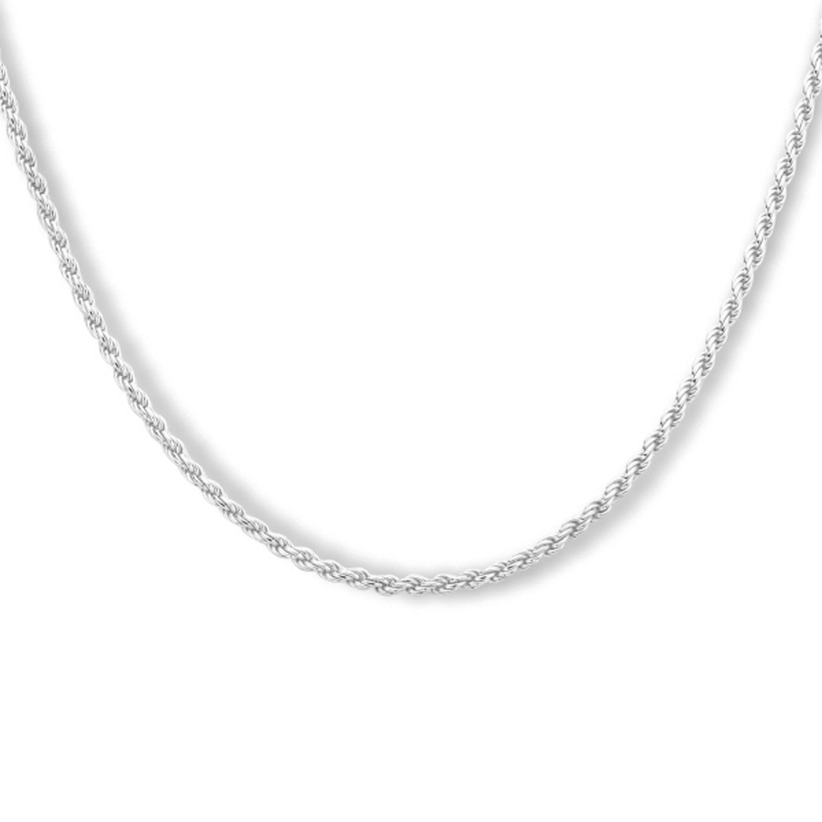 Gerhodineerd 925 zilveren koord lengte artikel uitgevoerd met een karabijn sluiting. De schakelbreedte is 1.7mm.