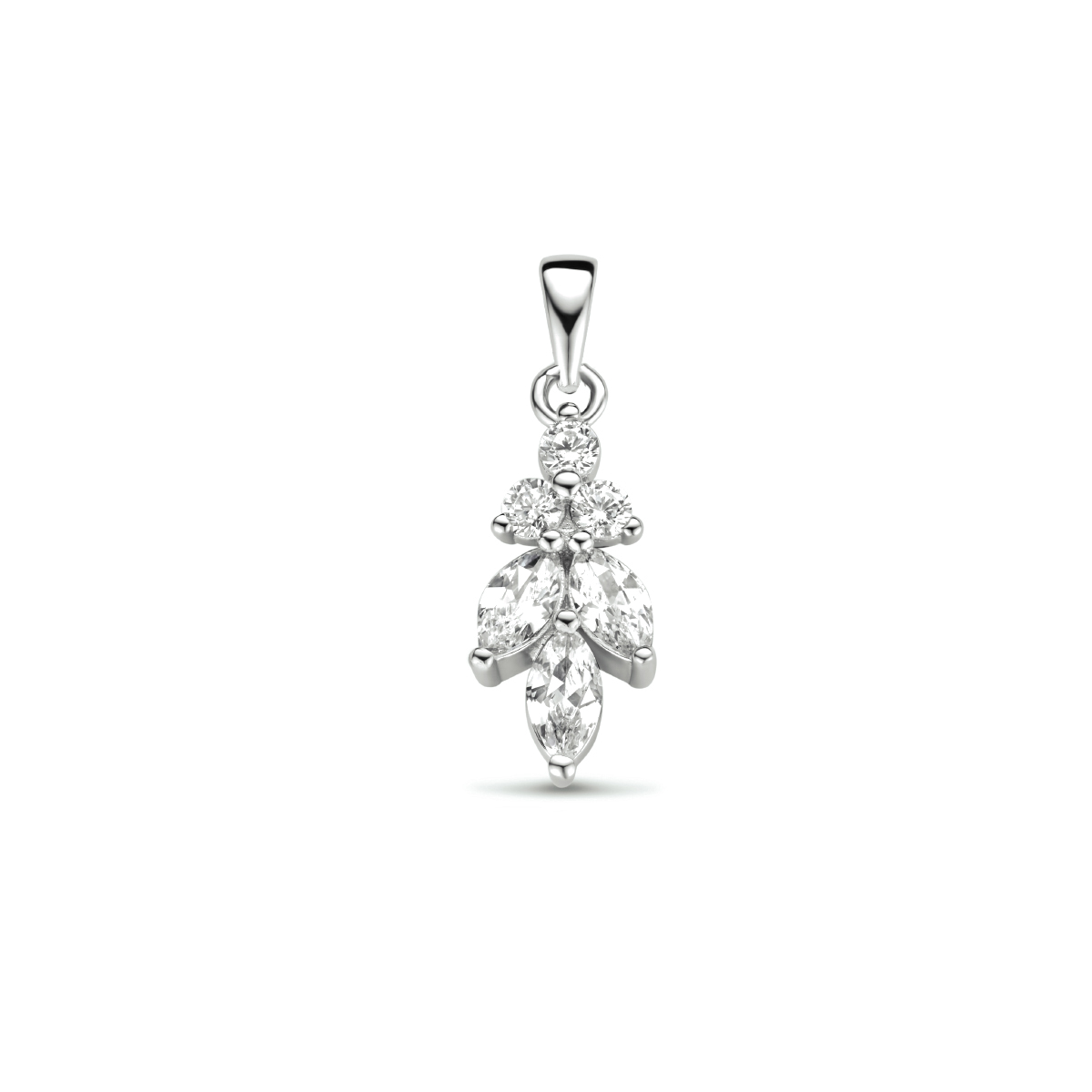 Prachtige zilveren hanger met zirkonia's. De hanger heeft een totale lengte van 24 mm. Dit sieraad is onderdeel van een set.