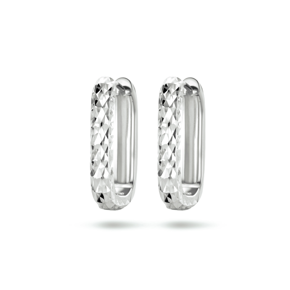 Zilveren klapoorringen gediamanteerd, 3.5x21.5mm 