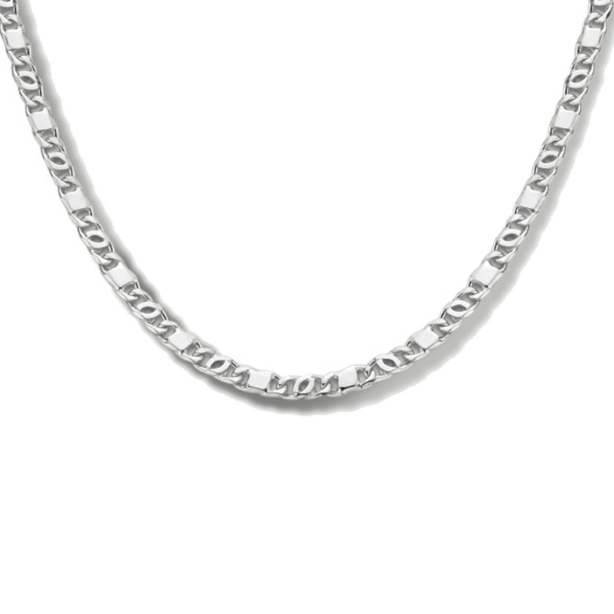 Gerhodineerd 925 zilveren valkenoog collier met een schakelbreedte van 2.4mm en een stevige karabijn sluiting. Het collier heeft een draaglengte van 40cm en een extensie van 4cm.