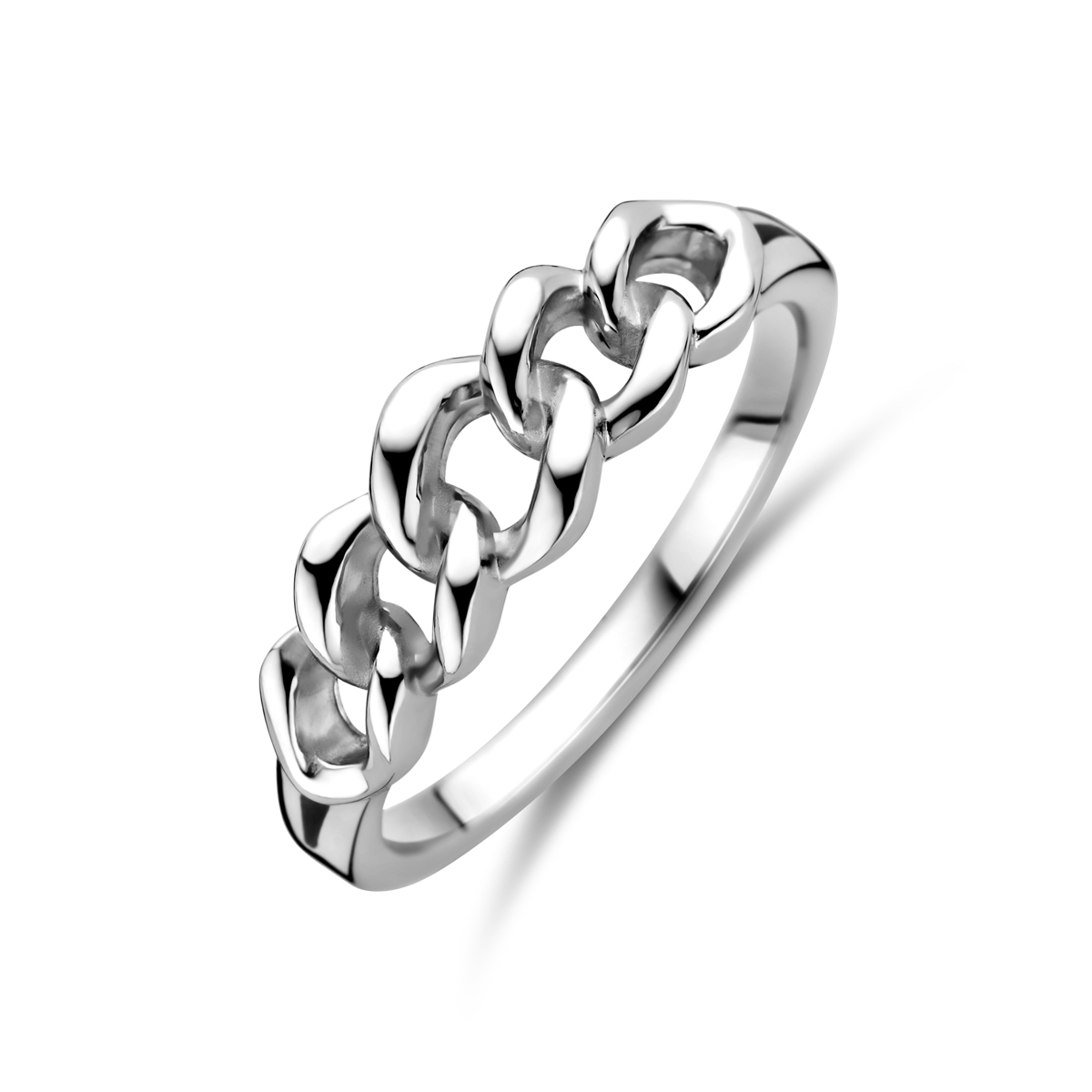 De Zilveren Ring schakel, is een elegante ring. Kenmerken zijn: rhodium plating, 6 mm breed, en met maat 54. De ring heeft een glanzende afwerking. Combineer deze ring met andere zilveren sieraden voor een verfijnde en stijlvolle look. Perfect voor dagelijkse en speciale gelegenheden.