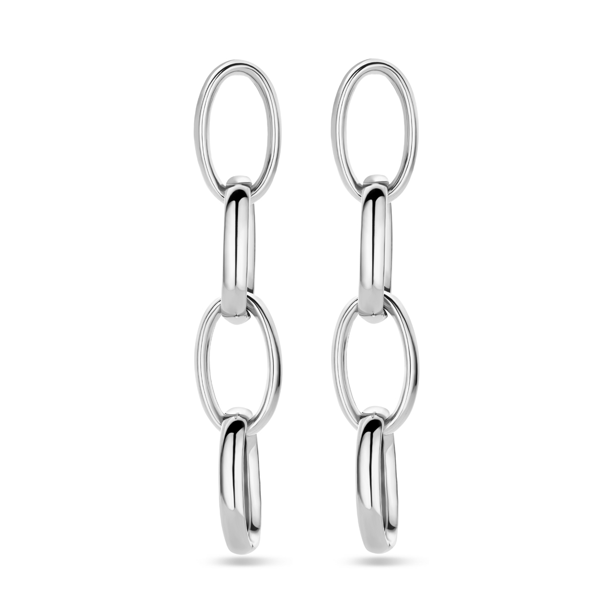 Gerhodineerd 925 zilveren oorhangers uitgevoerd met vier ovale schakel. De oorhangers hebben een totale lengte van 50mm.