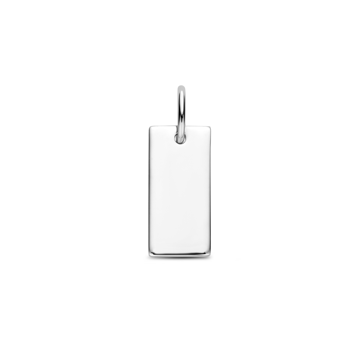 Gerhodineerd 925 zilveren hanger met een totale hoogte van 22mm. De rechthoek heeft een afmeting van 17x8mm en een dikte van 1.4mm.