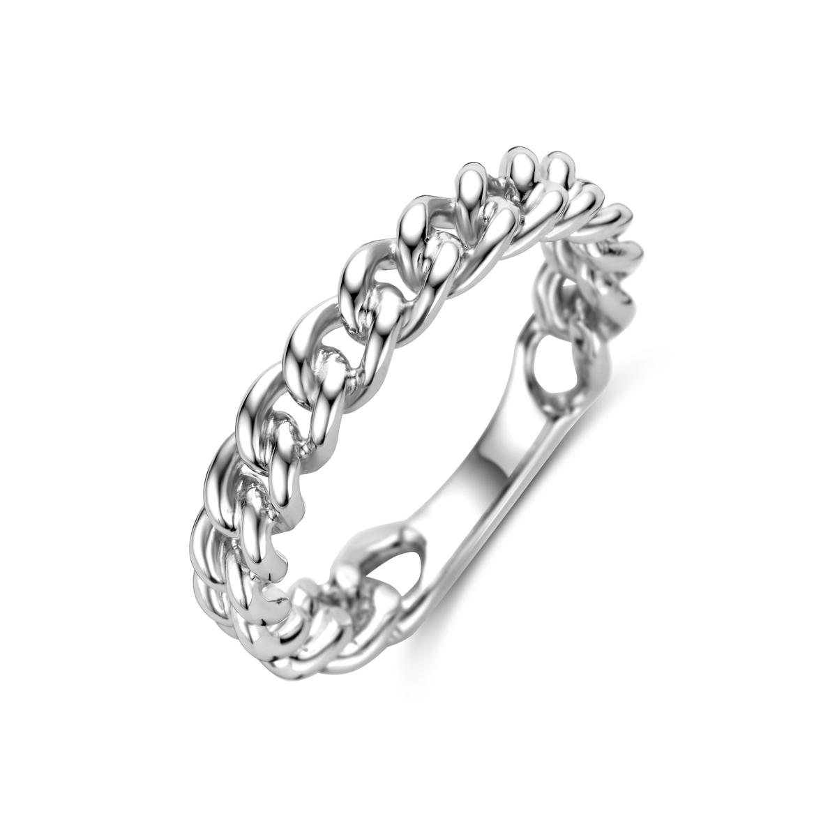 De Zilveren Ring, modelnummer 1338430, is een verfijnd sieraad met een schakelmotief. Gemaakt van glanzend zilver, met een breedte van 4 mm en maat 66. Ideaal voor dagelijks gebruik of speciale gelegenheden. Draag het solo voor een subtiele uitstraling, of combineer met andere sieraden voor een gedurfde look. Een tijdloze toevoeging aan je collectie.