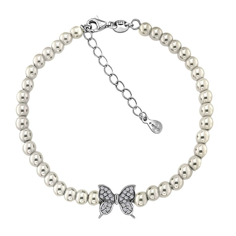 Het product Imenso armband met parels en vlinder (modelnummer 70861304) is een verfijnd sieraad dat behoort tot de categorie 'Juwelen' en is een 'Armband'. Draag deze armband losjes om je pols voor een elegante uitstraling en combineer het zorgvuldig met andere subtiele sieraden voor een stijlvolle en modieuze look. Perfect voor elke gelegenheid!