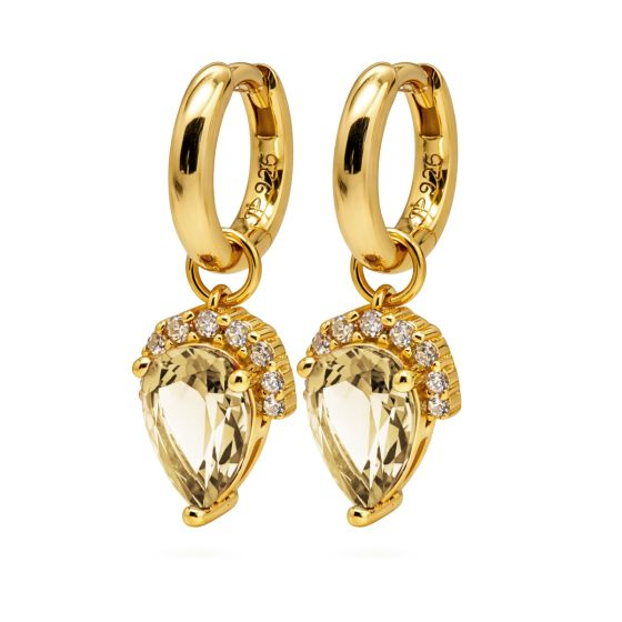 Karma Jewelry Hinged Hoops zirconia Drop CITRIEN Goldplated