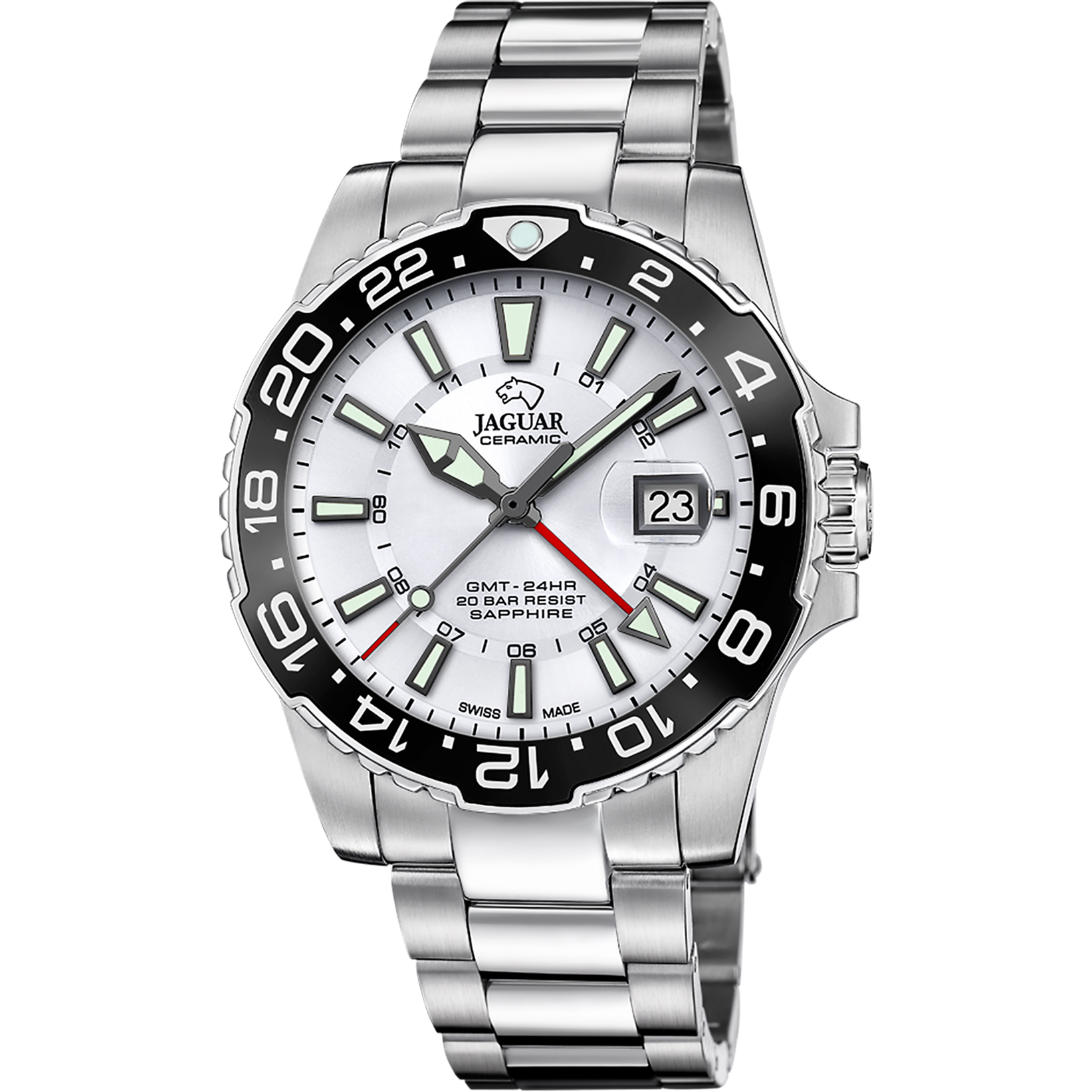 JAGUAR SWISS MADE CAB.GMTESF.BLANC.
