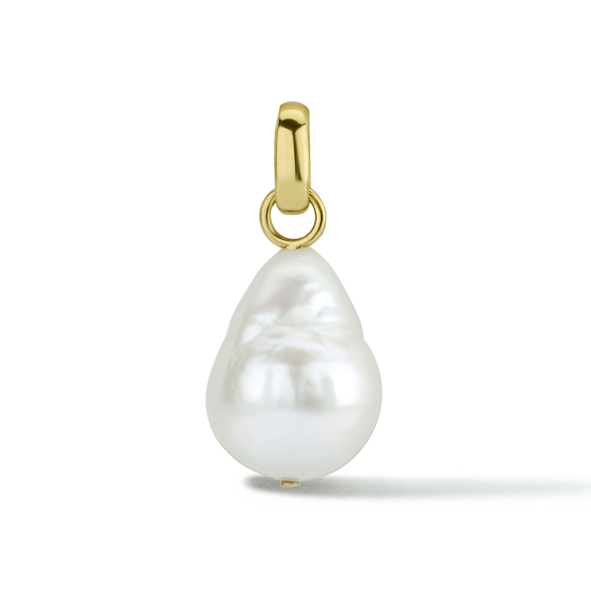 Deze hanger, modelnummer 4024238, is vervaardigd uit 14 karaat goud en zoetwaterparel. Met een gewicht van 1,89 gram en een afmeting van 24 mm hoog en 10 mm breed, straalt deze gouden bedel elegantie uit. Draag deze bedel aan een fijn gouden kettinkje voor een verfijnde en stijlvolle uitstraling. Perfect voor dagelijkse elegantie.