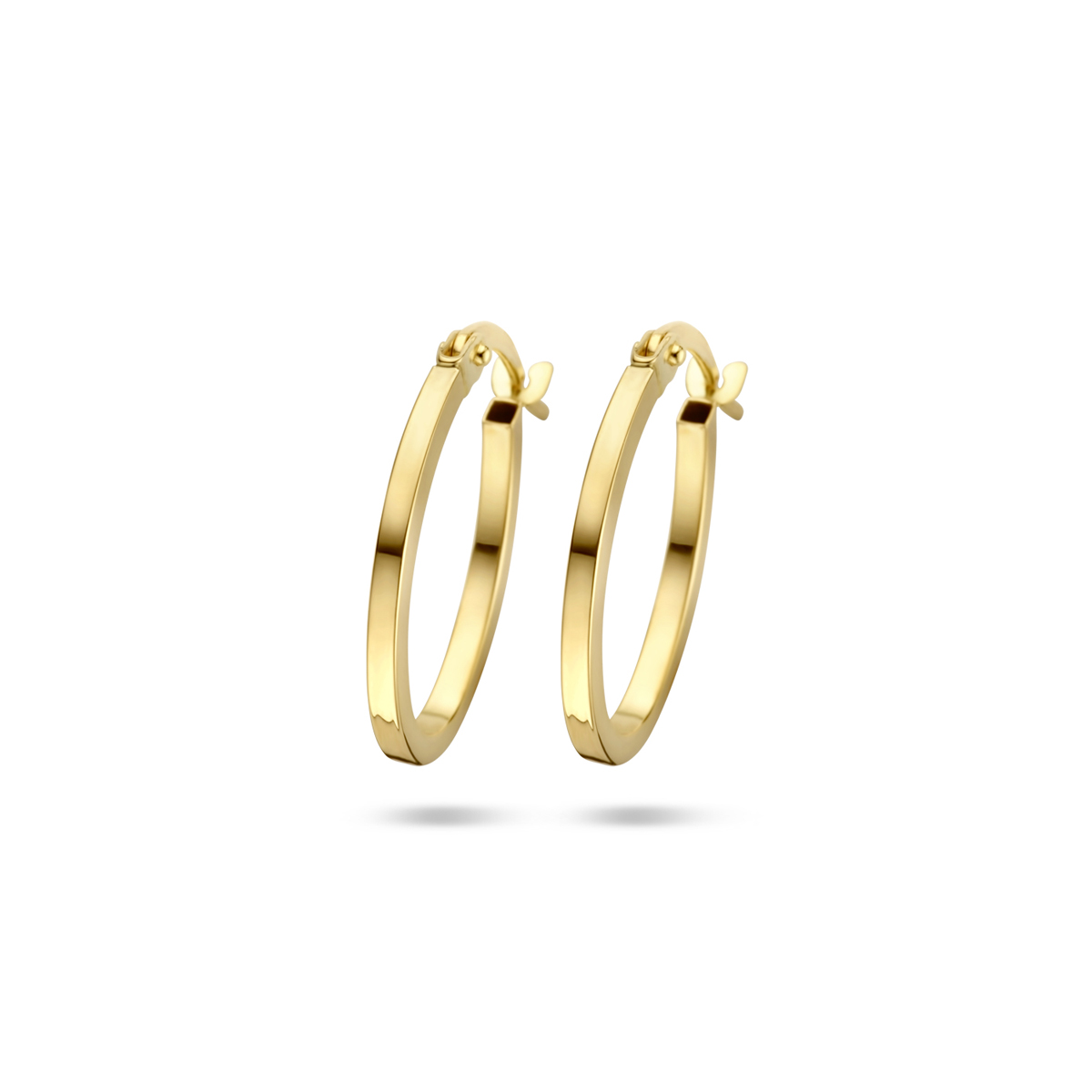 14k Geelgouden oorringen met een dikte van 1.5mm.