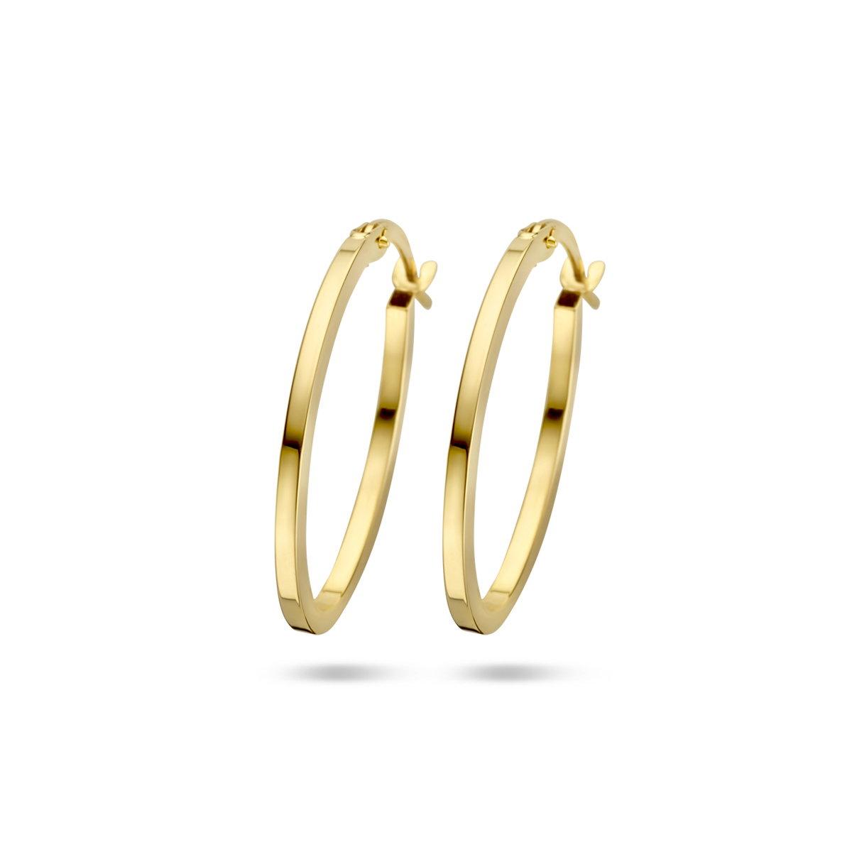 14k Geelgouden oorringen met een dikte van 1.5mm.