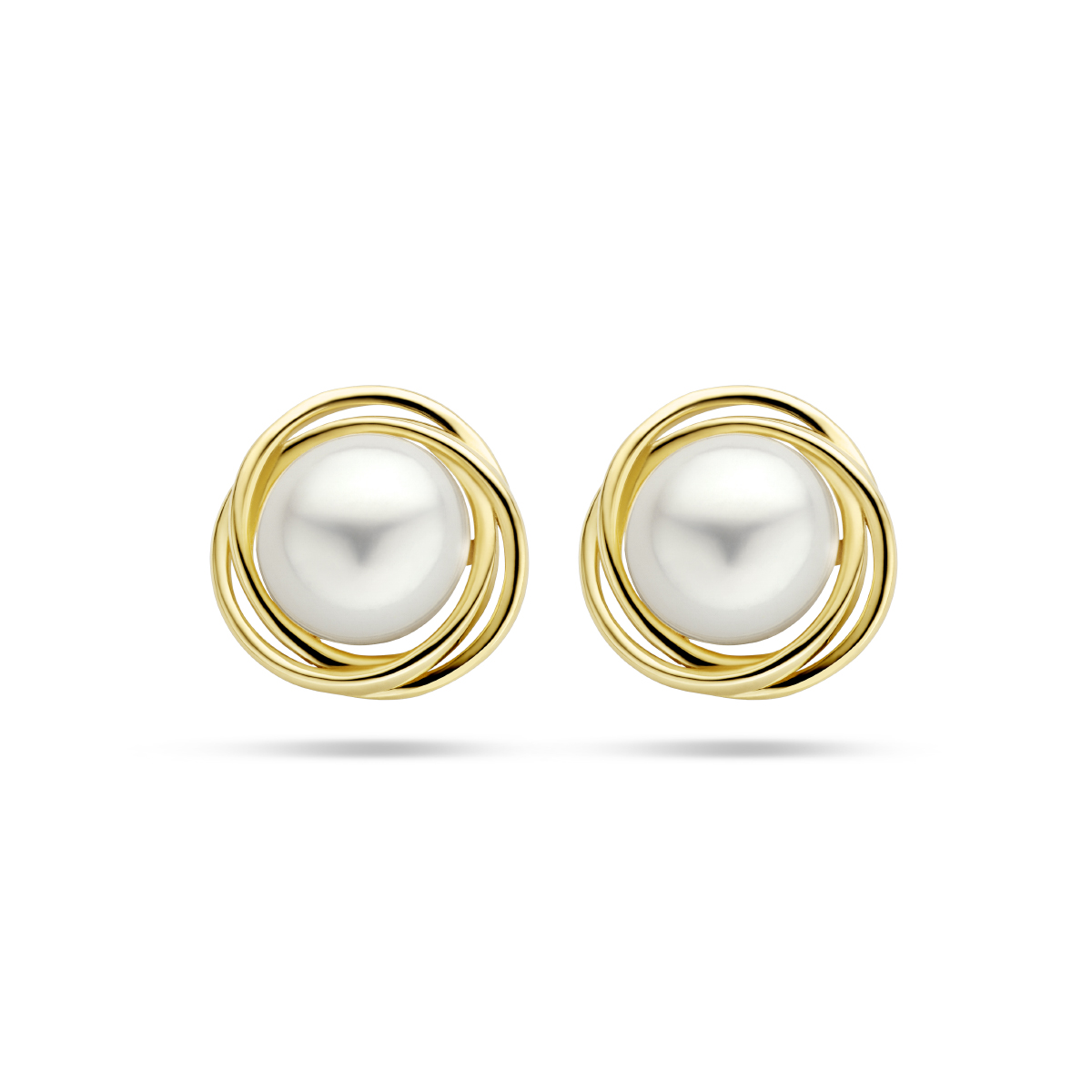 Gouden oorstekers met parel