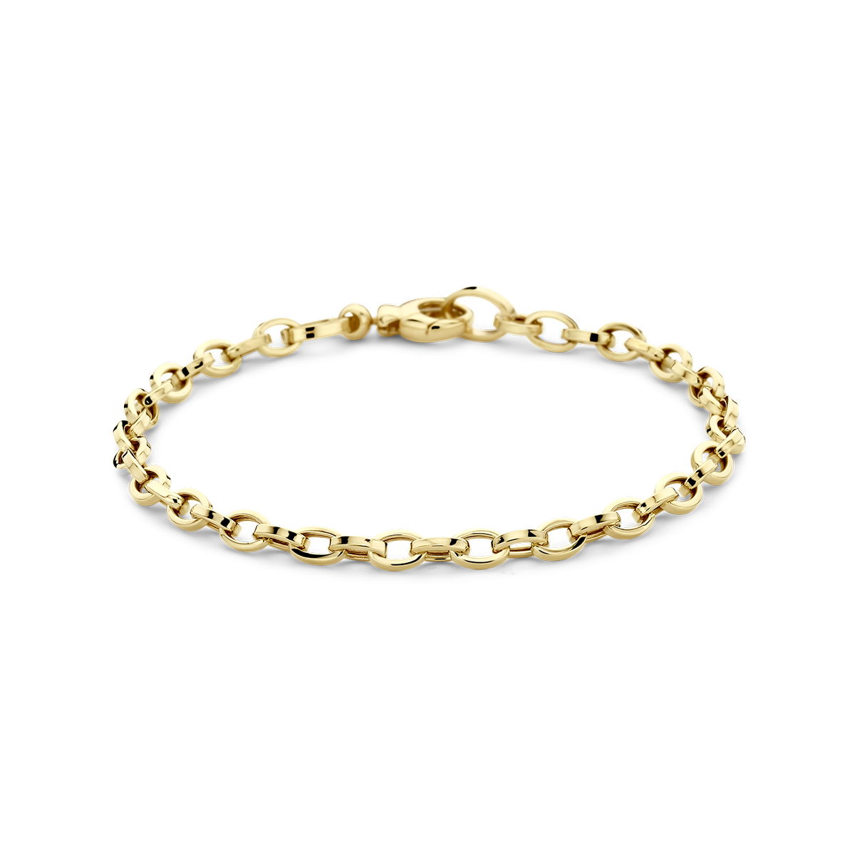 Gouden armband fantasie jasseron ovaal 18.5cm 4mm