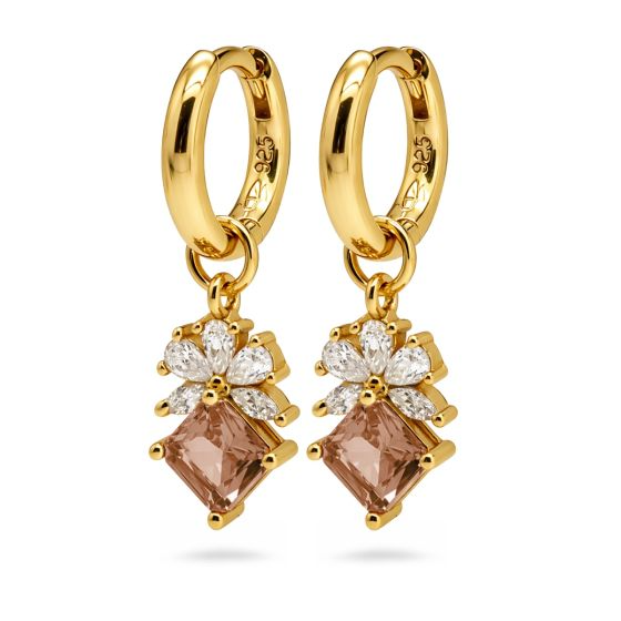 Karma Jewelry Hinged Hoops Nola Zirconia Caramel Goldplated