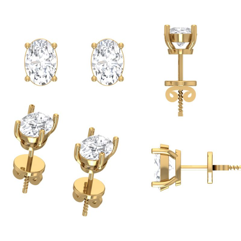 Bico oorknop Lab Grown ovaal diamant 2x 0,50 crt E+/VS+ 