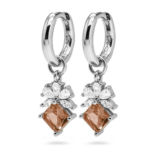 Karma Jewelry Hinged Hoops Nola Zirconia Caramel Silver